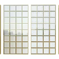 Glass Block Wall with Gold Frame and Various Textured Patterns for Interior Design 3d model