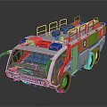 Fire Truck For Emergency Rescue With Ladder Warning Lights Red White Color And Wheels