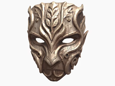 Vintage Decorative Ornament Set Featuring Carved Leaf Pattern Metallic Mask And Artistic Details 3d model