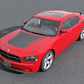 Red Sports Sedan With Black Roof Silver Alloy Wheels And Cloudy Sky