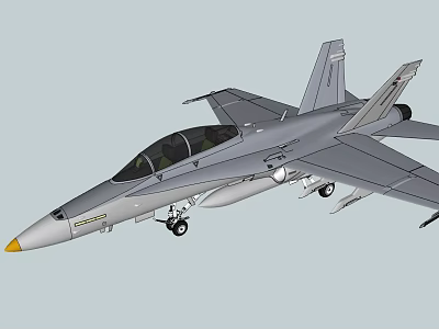 High Tech Gray Fighter Jet With Cockpit And Landing Gear 3d model