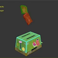 Green Toaster With Popping Orange Toast Slices And Colorful Stickers