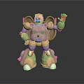 Brown Mouse Character In Golden Metallic Mechanical Armor With Crown And Waving Hand