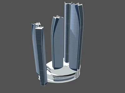 Modern Office Buildings With Tall Glass Facade And Circular Base Structure Design 3d model