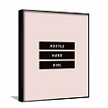 Minimalist Motivational Framed Wall Art Print With Hustle Hard Girl Text