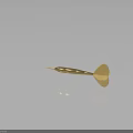 Golden Dart with Metallic Finish and Shiny Surface on Dark Background Reflection