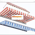 Retractable Outdoor Awnings with Red White and Blue Striped Patterns for Home Exterior