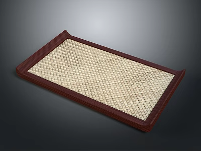 Dark Wooden Frame Serving Tray With Light Woven Surface For Home Decor And Daily Use 3d model