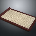 Dark Wooden Frame Serving Tray With Light Woven Surface For Home Decor And Daily Use