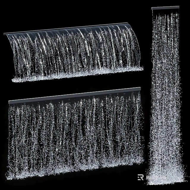 Garden Landscape Design Featuring Elegant Flowing Water Curtains And Cascading Water Elements 3d model 