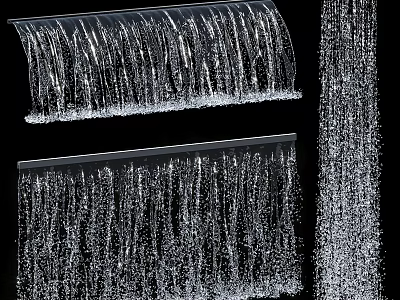 Garden Landscape Design Featuring Elegant Flowing Water Curtains And Cascading Water Elements 3d model