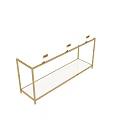 Elegant Modern White Console Table with Gold Metal Frame Drawers and Shelf 3d model