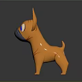 Cute Orange Dog Shaped Doll with Big Ears Blue Eyes and Cartoon Style Smooth Surface