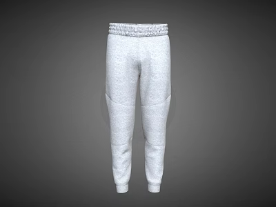 Gray Casual Sweatpants With Elastic Waistband And Cuffed Ankles Design 3d model