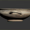 Rustic Traditional Ceramic Bowl With Two Handles As Essential Daily Living Item