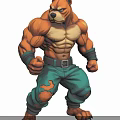 Muscular Cartoon Dog Character With Ripped Green Pants Black Wristbands And Belt