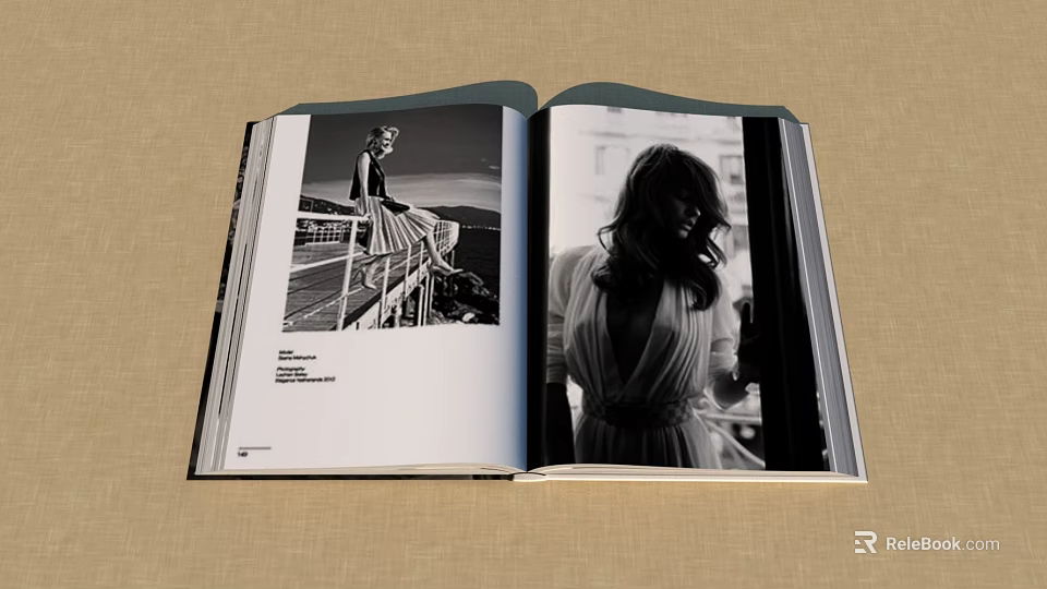 Open Fashion Magazine Editorial With Black And White Women Portraits In Outdoor And Architectural Scenes 3d model 