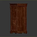Red Wooden Classic Style Wardrobes With Paneled Doors And Intricate Carvings