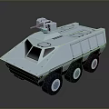 White Armored 6x6 Wheeled Tank With Modern Turret And Machine Gun Design