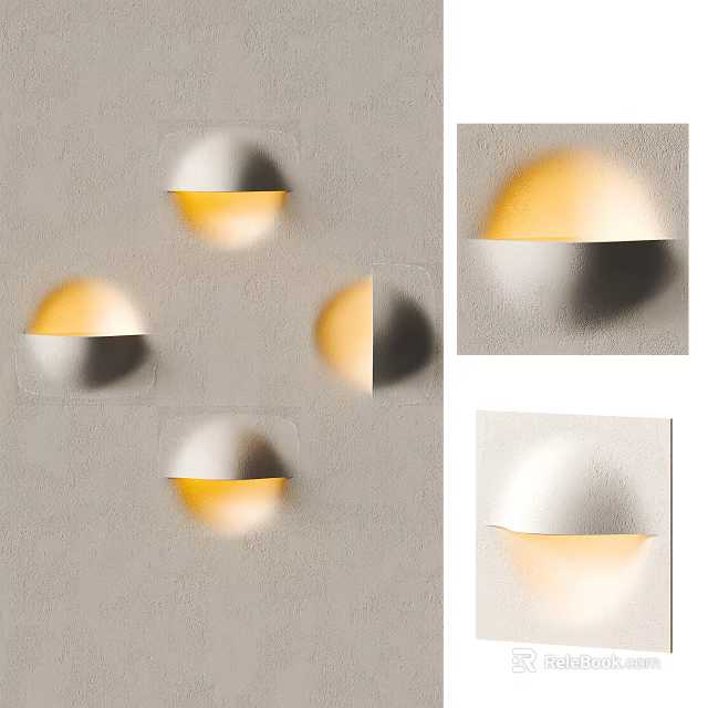 Modern Wall Lights with Warm Glow Installed on Textured Indoor Wall Surface 3d model