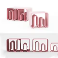 Pink Striped Modern Side Table With Curved Structure And Sleek Design 3d model