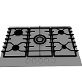 Stainless Steel Kitchen Gas Cooktop With Four Burners And Control Knobs