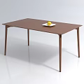 Brown Rectangular Coffee Table With White Plate And Yellow Fruit On Top 3d model