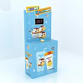 Interactive Zone With Blue Box Screen Showing 0000 Cartoon Characters And Drink Box