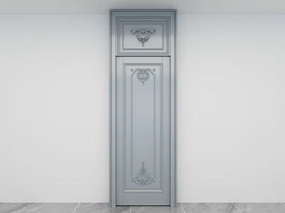 Gray Swing Door With Classical Decorative Patterns For Modern Interior Design 3d model