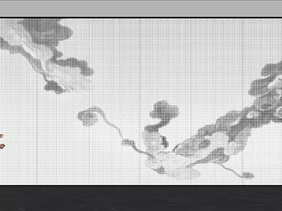 Ink Wash Lotus Art Background Wall Design For Modern Interior Spaces 3d model