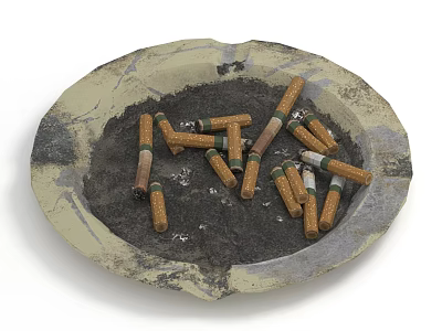 Vintage Decorative Ornament Set With Ashtray Cigarette Butts And Ash 3d model