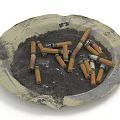 Vintage Decorative Ornament Set With Ashtray Cigarette Butts And Ash