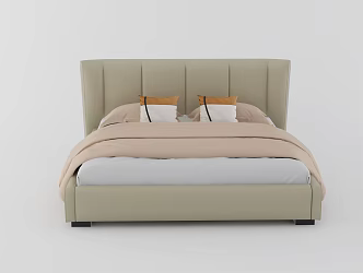 Modern Large Leather Single Double Bed 3d model