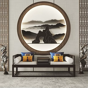 New Chinese-style Lohan Bed 3d model