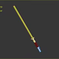 Green Lightsaber With Illuminated Green Blade And Metallic Hilt On Gray Background