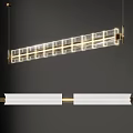 Modern Linear Pendant Light With Sleek Metal Frame White Panels And Warm Lighting