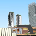 Modern High Rise Office Building With Commercial Complex And Shopping Mall