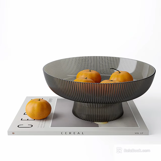 Fresh Oranges In Black Mesh Bowl On Cereal Magazine With White Background 3d model 