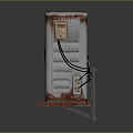 Rusty Old Air Conditioner Outdoor Unit With Metal Casing And Rotating Fan