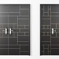 Modern Black Hinged Doors With Various Geometric Patterns And Gold Accents 3d model