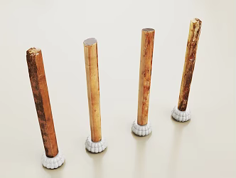Chinese style column solid wood support column ancient building column foundation column foundation column pier old pile wooden column 3d model