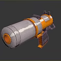 Orange and Gray Modern Weapon Launcher with Cylindrical Barrel Ergonomic Grip and 3D Concept Design