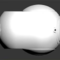 White Spherical Electronic Device With Brown Accent Round Button And Speaker Grill