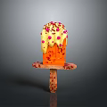Tasty Orange Popsicle with Yellow Frosting and Pink Sprinkles on Decorative Wooden Stick