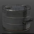Large Silver Cylindrical Industrial Storage Tank With Metal Ladder And Platform