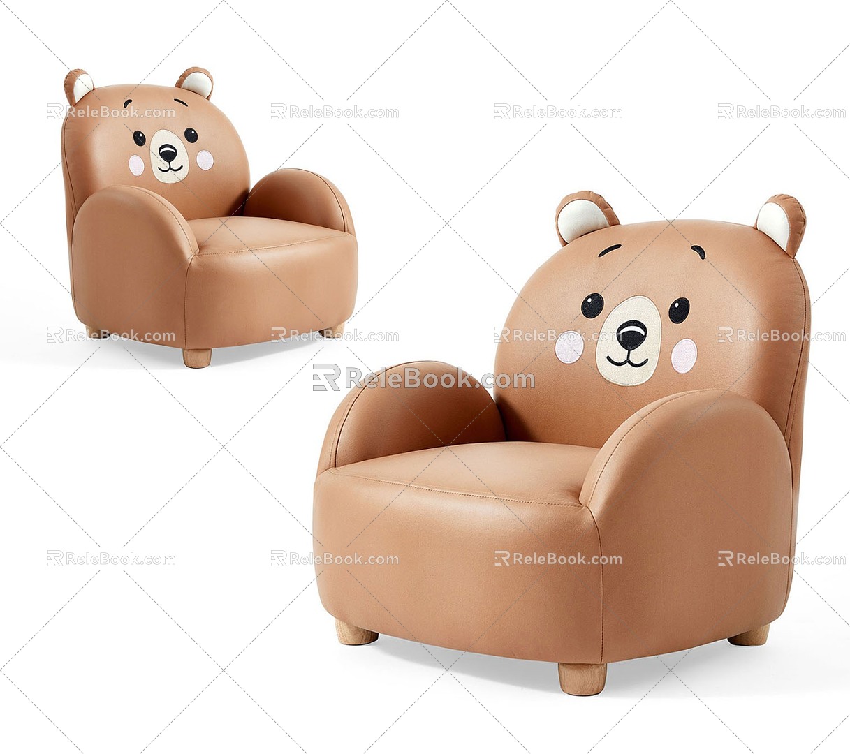 Children's Sofa Solid Wood Lazy Small Sofa Chair Cute Small Stool Cartoon Bear Baby Chair 3d model