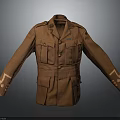 Military Style Brown Jacket With Multiple Pockets Collar Design And Cuff Buttons 3d model