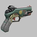 Modern Green And Gray Pistol Featuring Smiley Face Design Red Accents And Ergonomic Grip