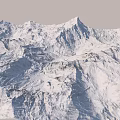 Mountain Garden Landscape With Green Vegetation Yellow Grass And Snowy Peaks