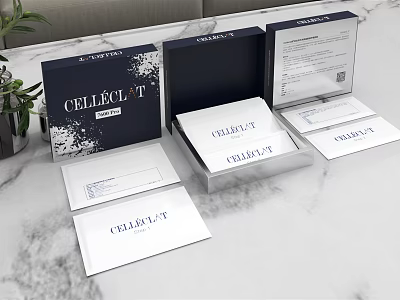 CELLVECT Luxury Perfume Cosmetics Packaging Box With Instruction On Marble Surface 3d model